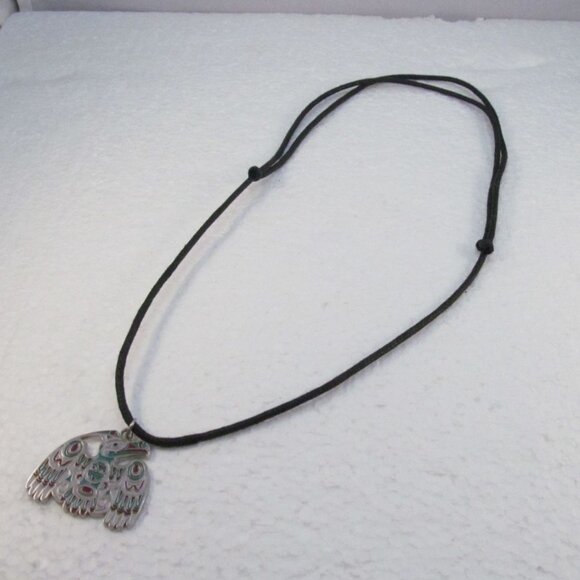 Joe Wilson Raven the Cultural Hero Pendant Necklace with Black Cord Canada - Picture 11 of 12